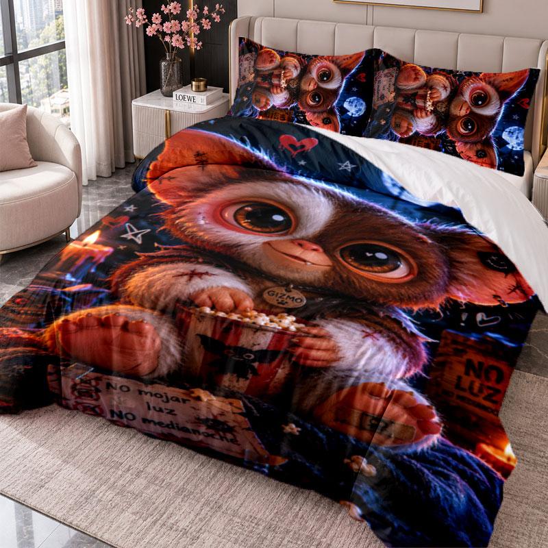 Gremlins Gizmo 3Pcs Bedding Set Duvet Cover With Two Pillowcases For Bedroom Home Decoration