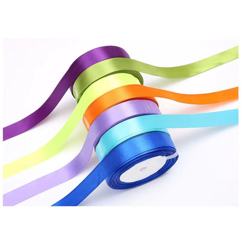 Wire Edge Grosgrain Ribbon Custom Gold Foil Logo Eco-Friendly Polyester Satin Roll Wedding Birthday Christmas Holiday Gift