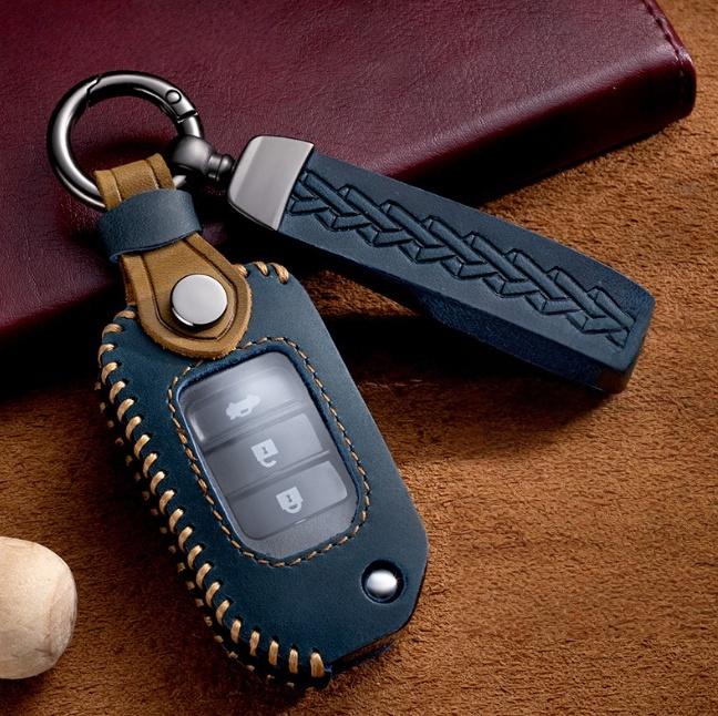 Leather Car Flip Key Case Cover For Honda Civic HRV CRV XRV CR-V Crider Odyssey Pilot Fit Accord Protector Bag Accessories