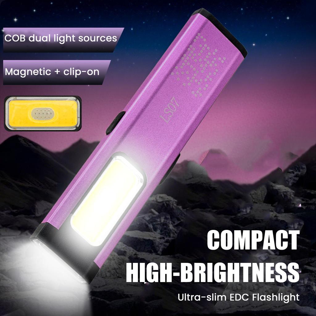 Mini Portable Outdoor Rechargeable LED Torch Light Waterproof Magnetic Grip Work Pocket Flashlight for Home Camping Emergency