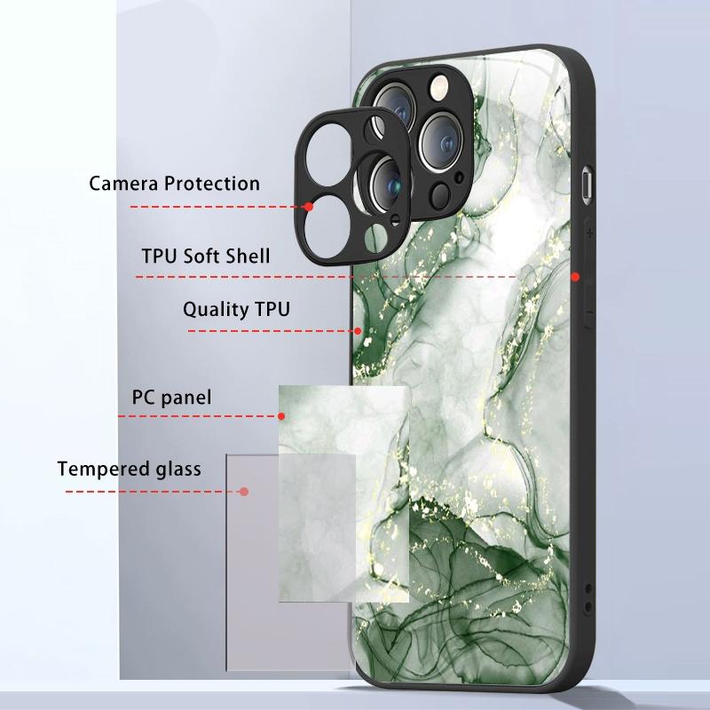 Fashion Colorful Marble Phone Case for IPhone 11 12 13 14 15 16 Pro Max Mini X XR XS 7 8Plus SE2 Shockproof Tempered Glass Cases