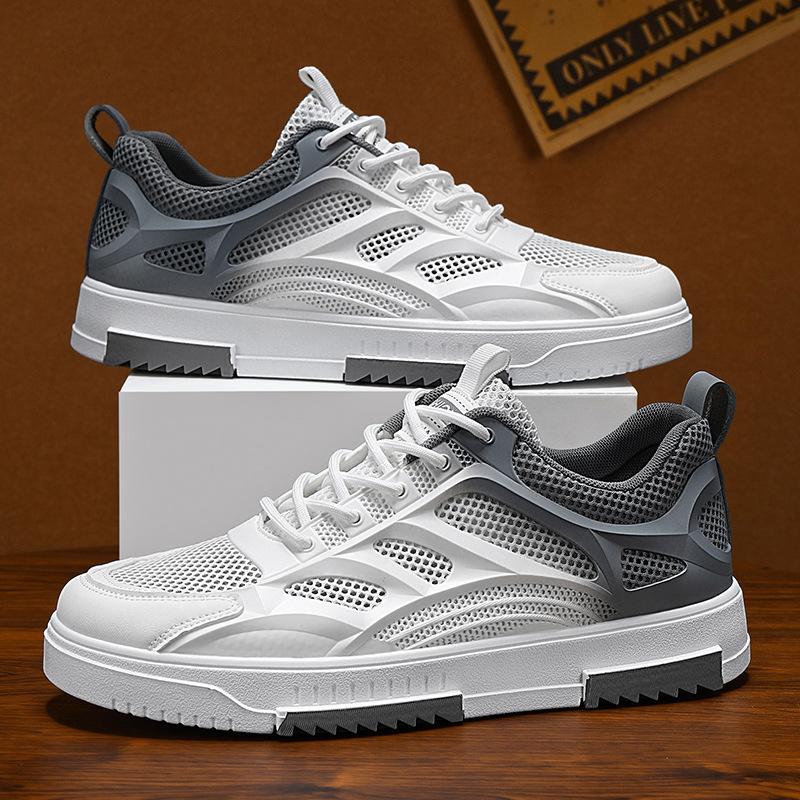 Mesh Color Matching Breathable Comfortable Flat Men'S Board Shoes Work Leisure Sports Low-Top Trendy Men'S Shoes