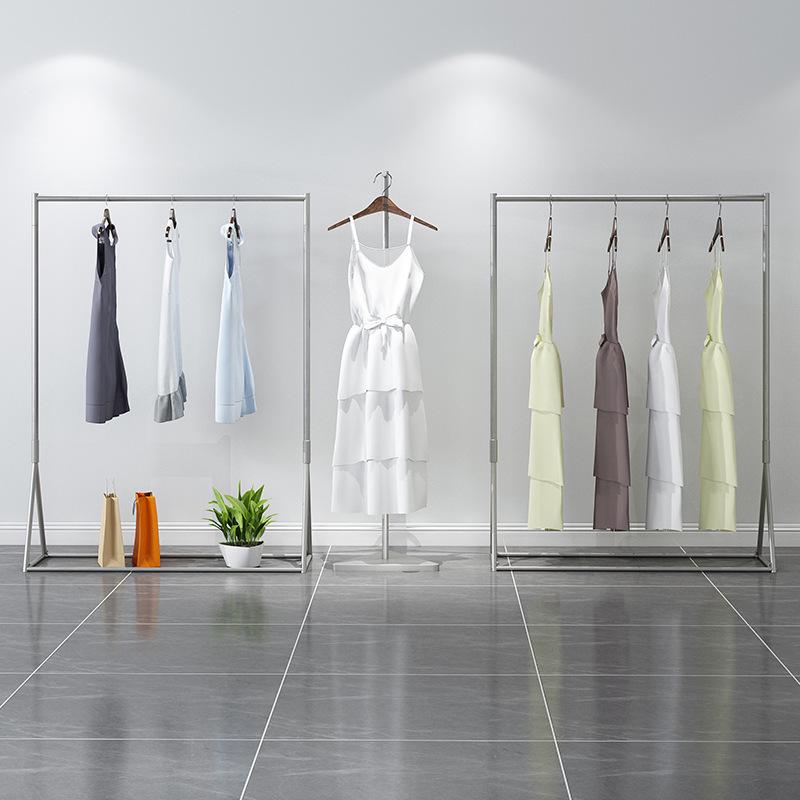 Gold Floor-Standing Hanging Rack for Women's Clothing Store Display