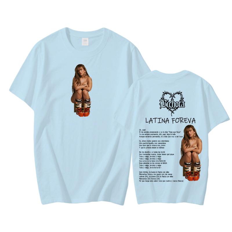 KAROL G LATINA FOREVA 2025 NEW Tops Hip Hop Graphic Print Tee Unisex O-Neck Soft Clothing 100% Cotton High Quality T-shirt