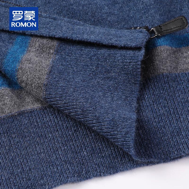 ROMON Men's 100% Cashmere Baseball Collar Zipper Cardigan