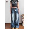 Blugi D9061 pentru Femei cu Talie Joasă și Croială Micro-Flare: Stil cu pantaloni largi, subțiază, pentru primăvară și toamnă.