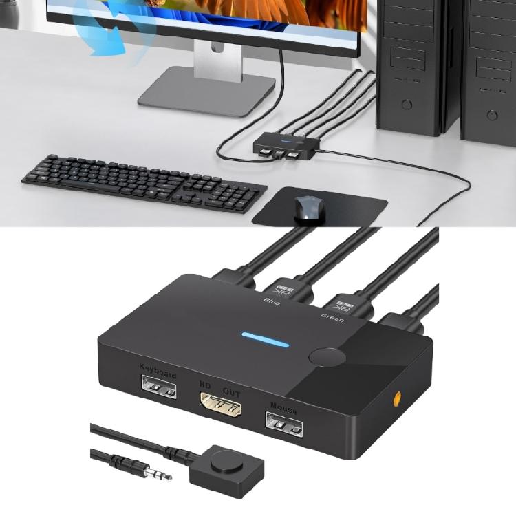 8K USB KVM Device HDTV Switcher Box Splitter Display Equipment USB Switcher for 2 PC Sharing Keyboards Mouse Printer
