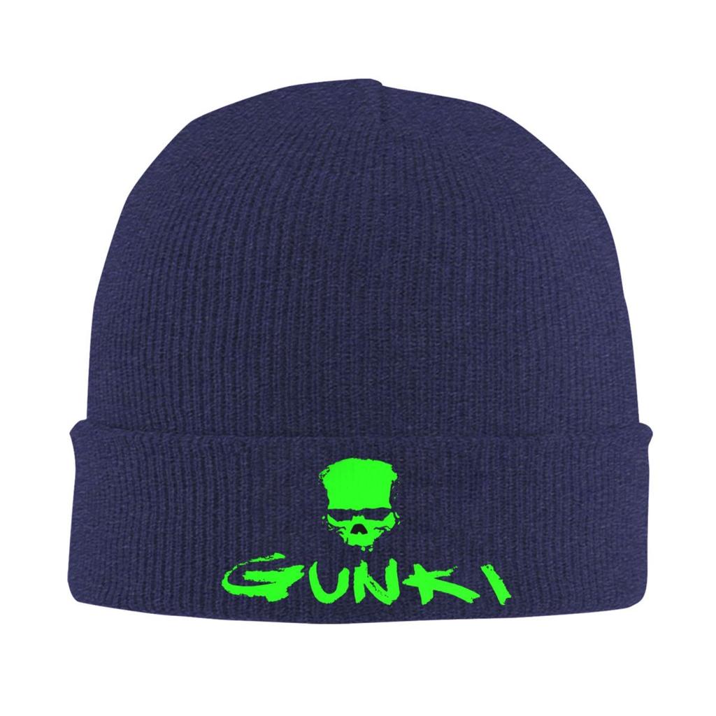 Gunki Logo Angling Skull Fishing Gunki Warm Knitted Cap Fashion Bonnet Hat Autumn Winter Outdoor Beanies Hats for Unisex Adult