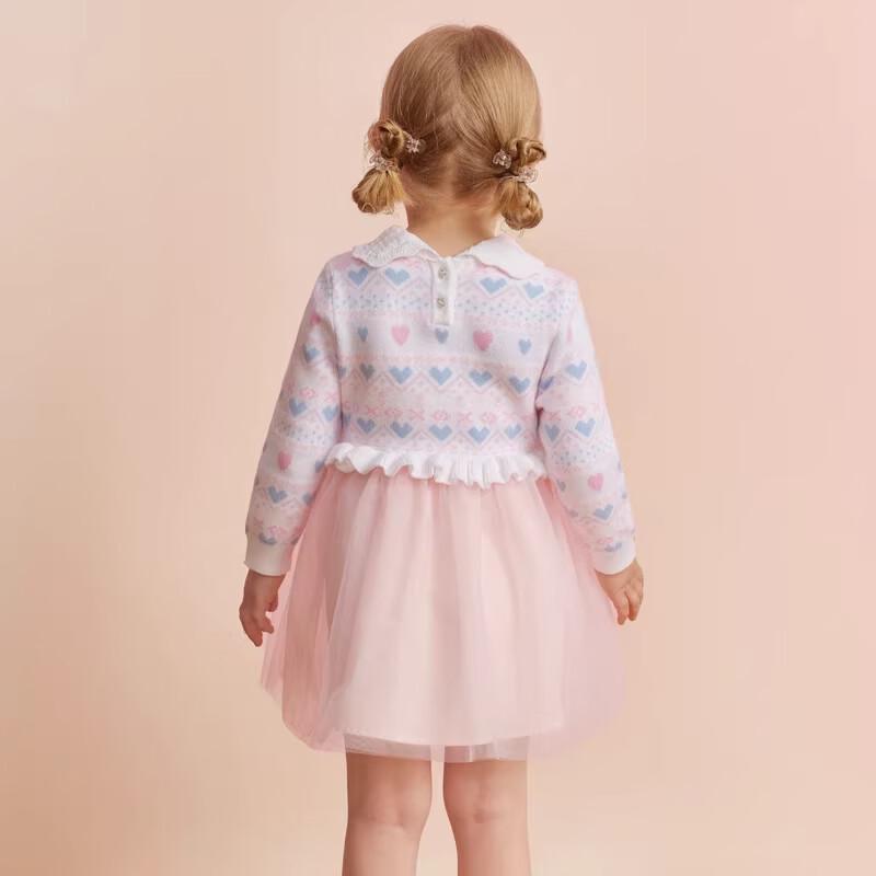 PawinPaw Cartoon Bear Mesh Knit Dress for Girls