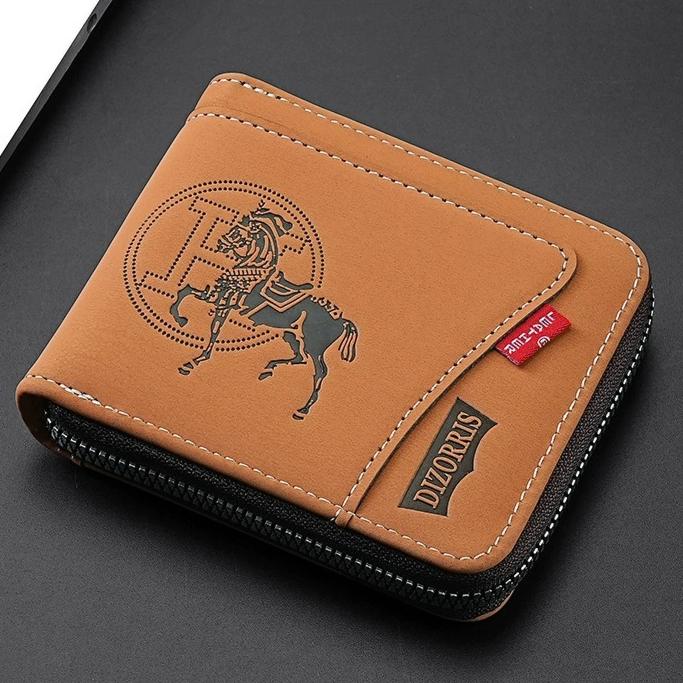 Retro Men's Wallet Money Clip Large Capacity Zipper Short Coin Purse Card Holder High Quality Purse