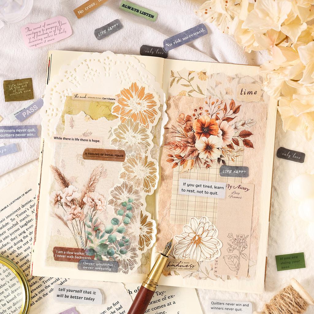 50pcs/pack Creative Aesthetic English Short Sentence PET Sticker DIY Scrapbooking Decor Journal Supplies