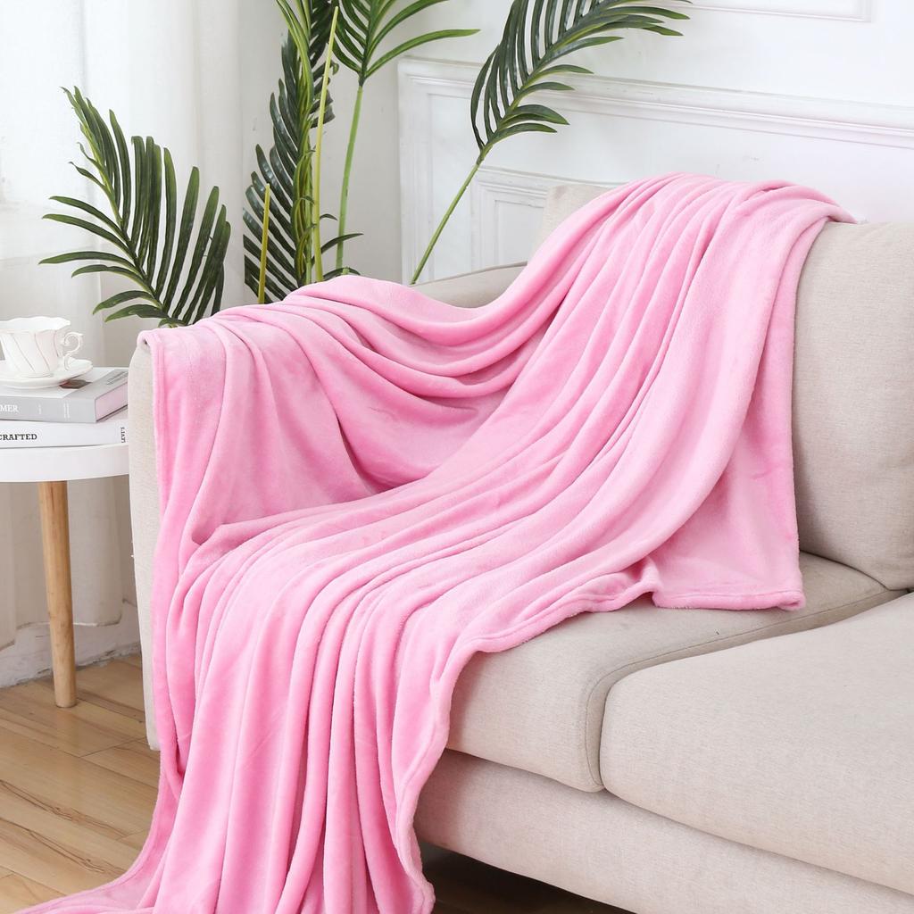 All-season Bedroom Throw Blanket Solid Color Flannel Soft and Comfortable Blanket Gift Air Conditioner Sofa Household Blanket