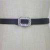 Womens Premium Leather Waist Belt With Diamond Buckle Ideal For Dress And Blazer Styling