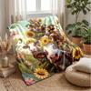 Sunflower Cow Tower Theme Blanket Lightweight Warm Flannel Blanket Decorative Throw Blanket for Home Decoration