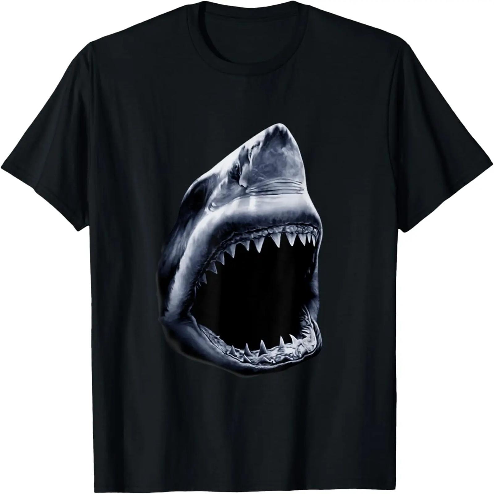 

Great Shark Face Graphic Ocean Bite Lover Giant White Fish T-Shirt XXXXXL чёрный