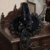 Xiaobudian Halloween Witch Hat for Women, Velvet Wizard with Ruffle Brim And Bow Party, Masquerade, Cosplay Costume Accessory