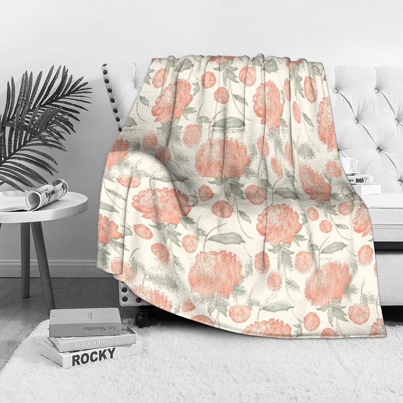 Floral Watercolor Print Blanket Soft Fleece Throw Blanket for Sofa Bed Couch Decorative Gift