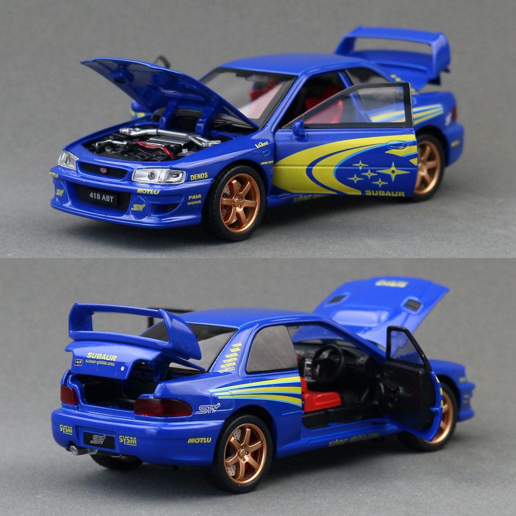 1/32 Skala Subaru Impreza WRX STI Leketøysbilmodell Støpt Legeringsmetall Miniatyr Lyd og Lys Samling Gave til Barn Gutter