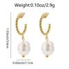 304 Stainless Steel Twisted Hoop Baroque Faux Pearl Dangle Earrings for Women