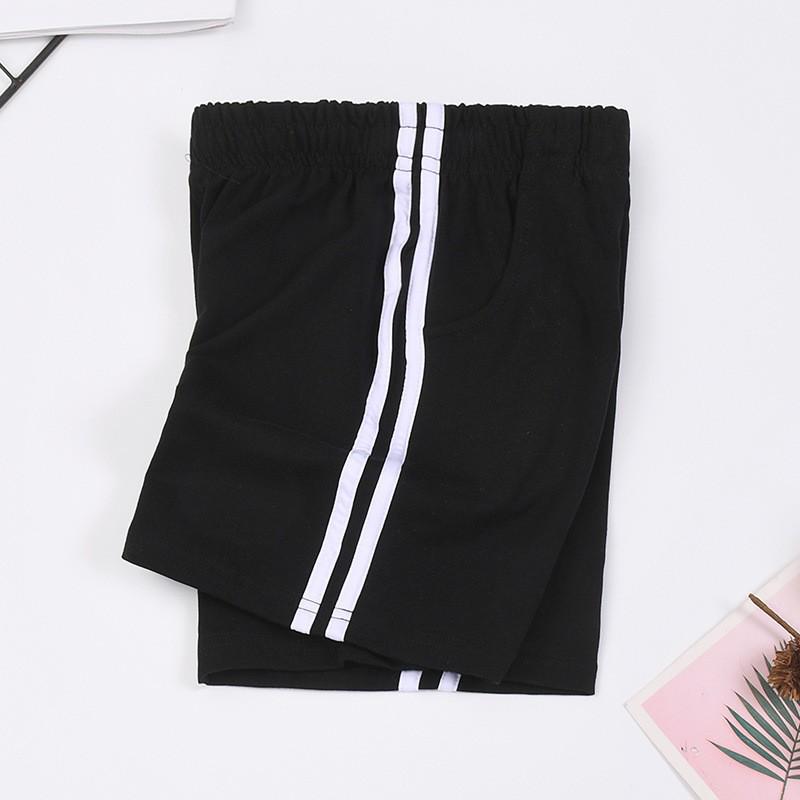 Summer Boys' Cotton Sports Shorts with Red and White Stripes, Dark Blue/Navy Blue - School Uniform for Primary and Middle Students