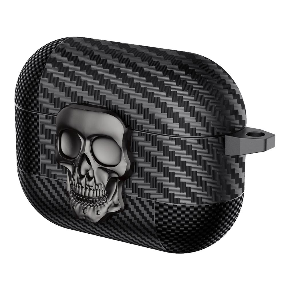 

Защитный чехол для AirPods Pro Дизайн Череп Защелка TPU + Металл Чехол для наушников с карабином B