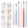 6Pcs Nail Brush Set Macaron Color Nail Art Brush Pen Pull Line Pen Painting Smudge Brushes