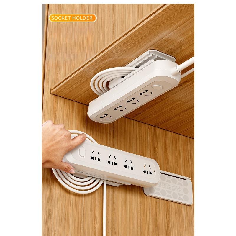 Self Adhesive Plug Holder, Wall Mounted No Drilling Socket Fixing Sticker, Home Seamless Sticker, Nail Free Creative Plug Holder