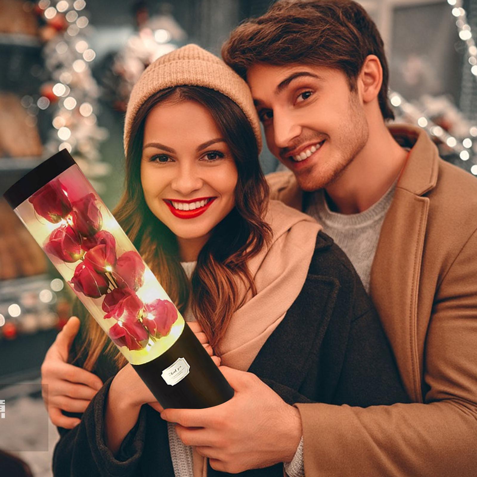 

Букет в виде мыльного цветка с имитацией обнимающего ведра и светоизлучающей круглой длинной бумажной трубкой, вечная цветочная коробка 1 коробка One Size красный