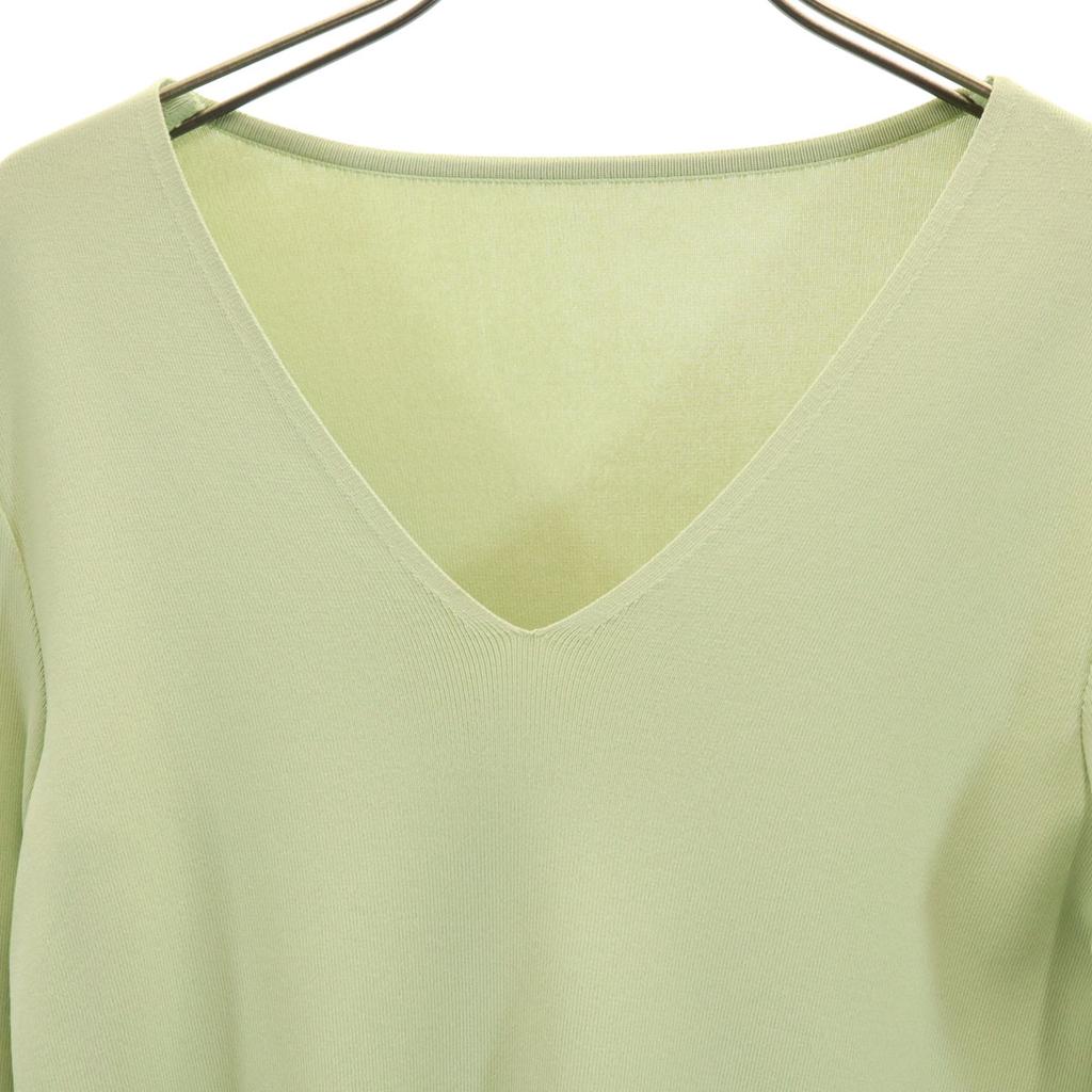 FOXEY made in Japan 7-Minuten-Ärmel V-Ausschnitt Cut 38 Gelblichgrüne Oberteile Damen Gebraucht