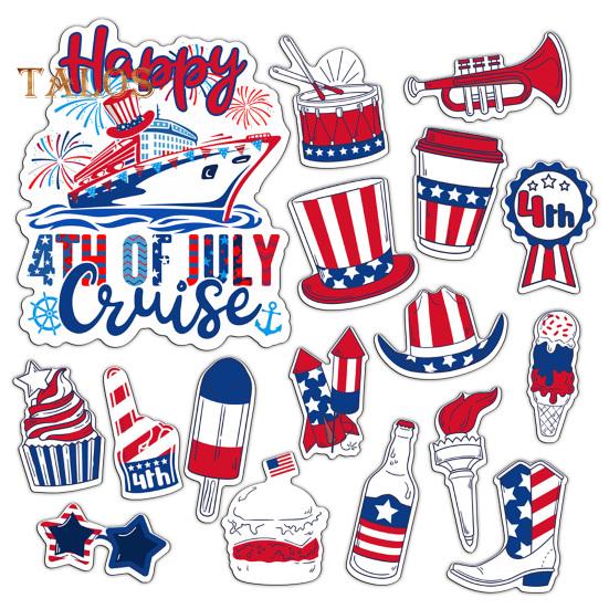 14/17/23/24Pcs USA Independence Day Refrigerator Magnet Waterproof PVC Patriotic 4th of July Festival Cartoon Magnetic Decoration Ornament
