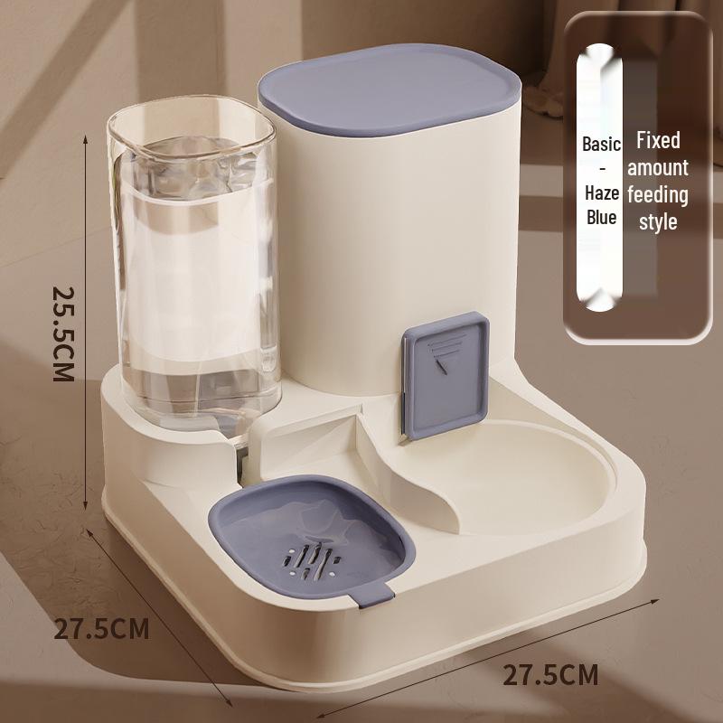 Automatic Dual-Use Pet Feeder & Water Dispenser with Large Ceramic Double Bowls for Cats and Dogs