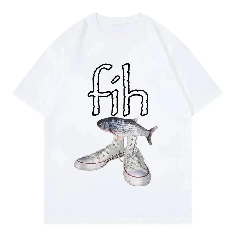 New Style Fih Shoes Graphic T Shirts Funny Misspelled Fish Meme TshirtsWomen Casual Fashion Short Sleeve Tshirt