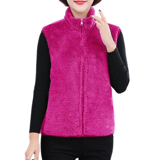 Herbst Winter Damen Weste Mantel Stehkragen ärmellos verdickter Plüsch Zpper Clsoure Nackenschutz Taschen einfarbig warme Weste für Damen mittleren Alters