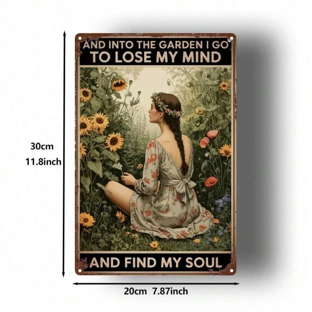 Retro Metal Wall Art Garden Soul Humor Poster for Living Room Decor