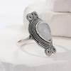 Vintage CopperColor Water Droplet Inlaid Imitation Moonstone Women's Ring Geometry Daily Wear Party Jewelry