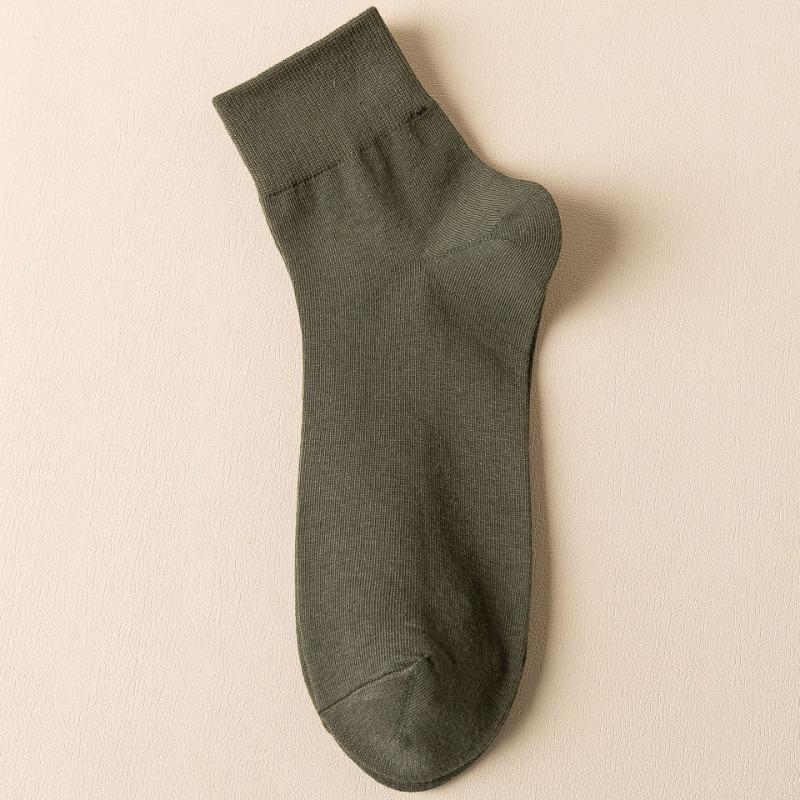 Herr Vår och Sommar Tunna Fritids Ren Bomull Enfärgad Benlösa Svettabsorberande Andningsbara Tubsockor