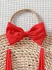 Two-piece set for baby girls: summer off-shoulder camisole with heart embroidered denim shorts