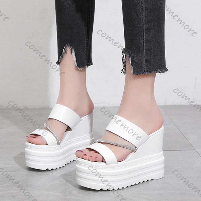 Fashion Comemore Increase Height Thick Bottom Sandals Fashion Wedges 10cm Super High Heel Women Shoes Casual Fish Mouth Sandal Slippers
