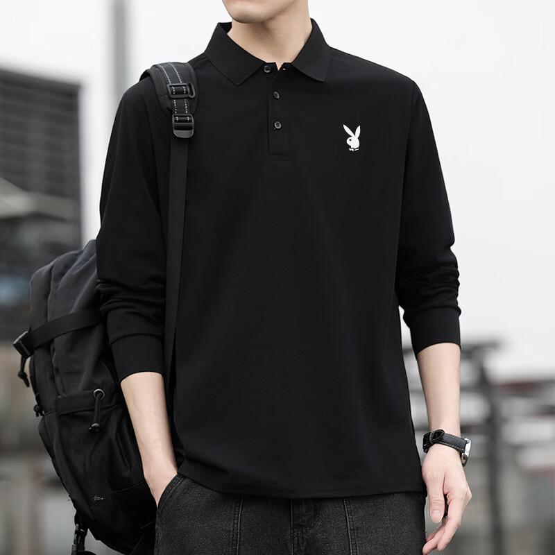 PLAYBOY Men's Long-Sleeve Polo T-Shirt