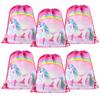 1/6/12Pcs Unicorn Drawstring Bag Kids Girls Unicorn Birthday Party Favors Supplies Candy Gift Packaging School Storage Backpacks