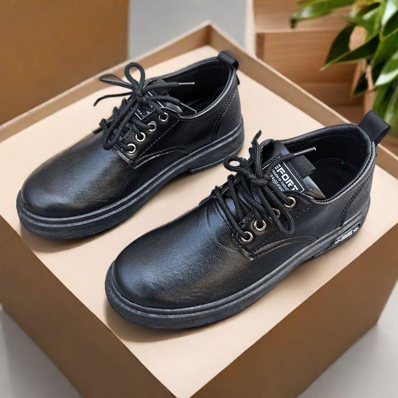 

New young men s casual leather shoes comfortable casual lace-up flat bottom trend shoes casual dad shoes 44