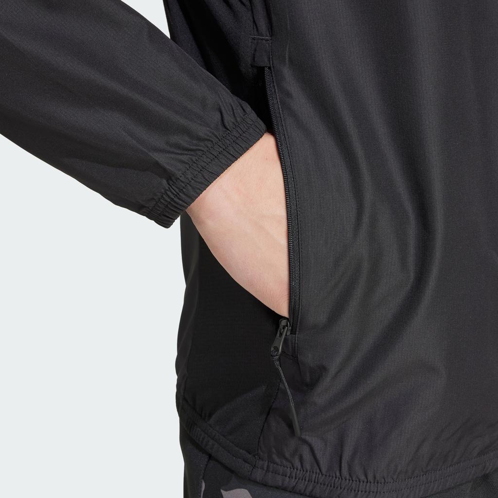 Adidas Gym+ Hooded Logo Print Zip-Up Long Sleeve Jacket Men Outerwear Black IN5838