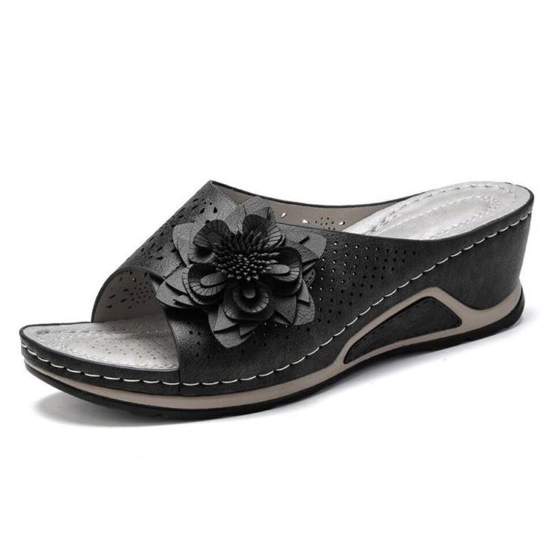 Women Sandals Soft Heels Summer Sandals With Wedges Shoes Women Flower Slippers Casual Platform Shoes Plus Size 43