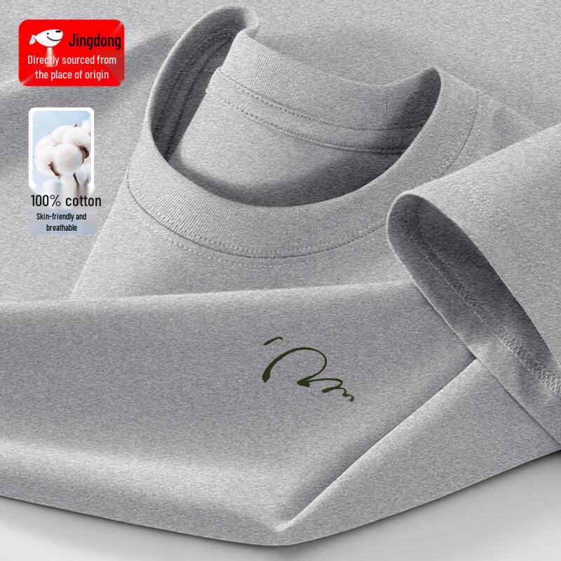 CHUJI Men s 220g Xinjiang Cotton Crew Neck T-Shirt with Chest Print 3XL