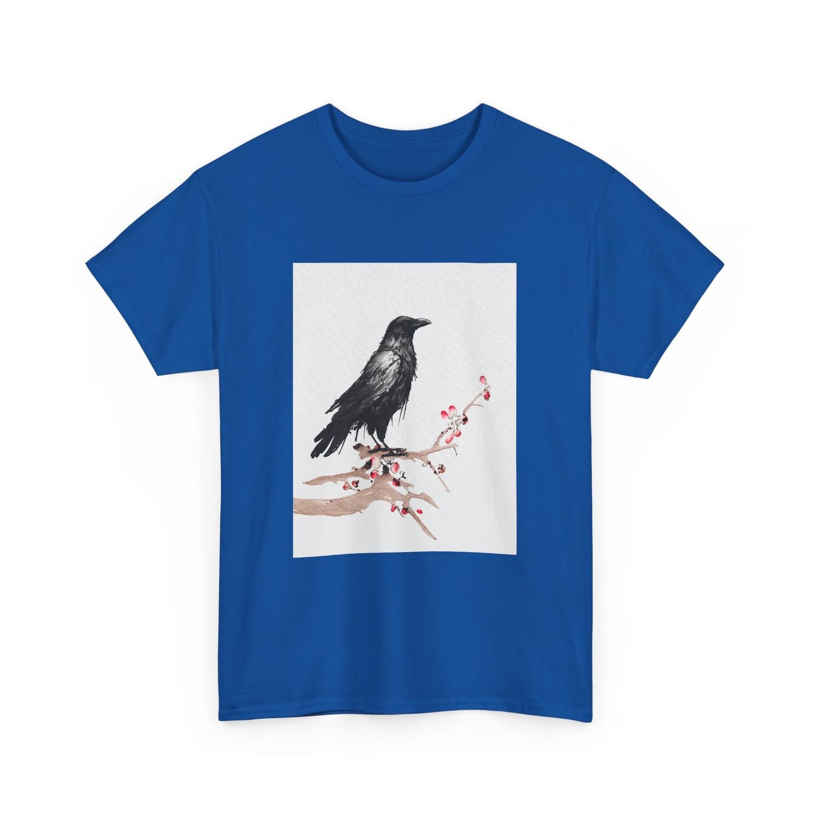 Crow Japanese Art T-Shirt, Raven Japanese Kyosai Woodblock Men Shirt XXXL
