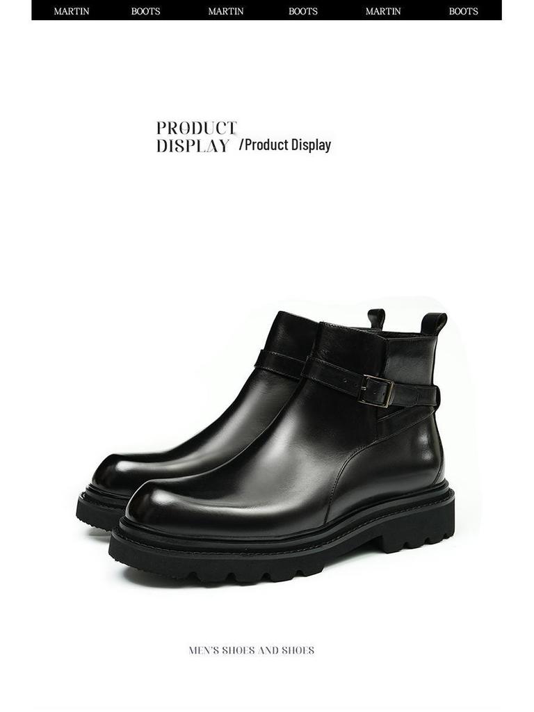 Men's Chelsea Boots 2025: Genuine Leather, Height-Enhancing, Thick Sole Martin Boots for Autumn/Winter