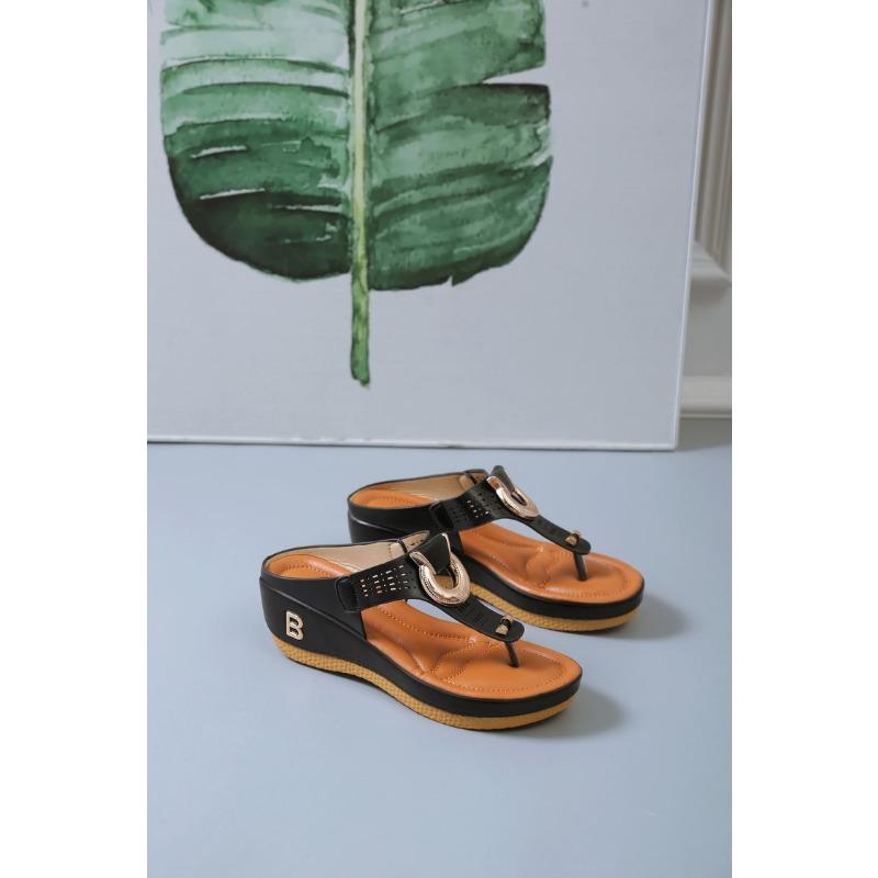 

New Casual Women s Shoes with A Fish-mouth Round Toe Large Size Wedge Heel Thick-soled and Cool 35 чорний