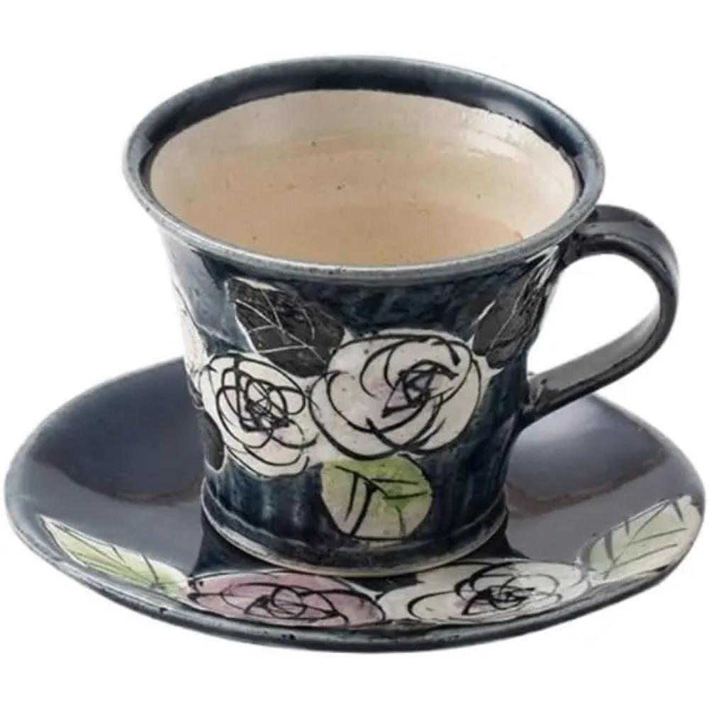 Coffee Set Retro Cherry Blossom Tea  Set Japanese Home Coffee Ceramic  High-end  Home 200ml Coffee Mug(B)