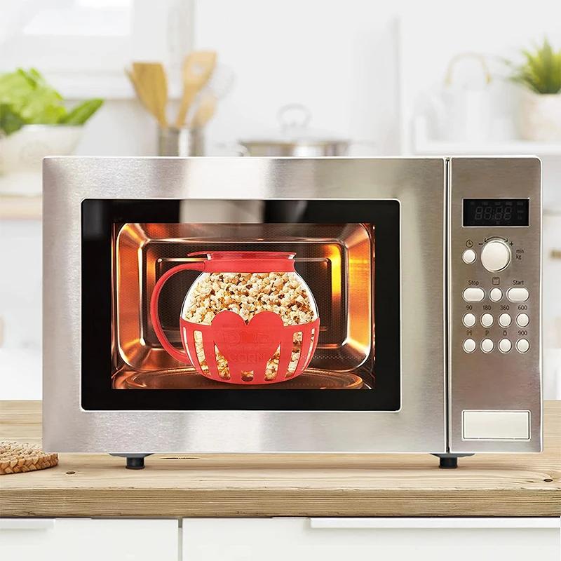2.13L Microwave Glass Popcorn Popper with Silicone Lid Microwave Popcorn Popper with Temperature Safe High Boron Glass