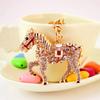 Metal Horse Key Chain Sparkling Rhinestones Hand Bag Pendant Horse Pendant Key Chain  For Women Men